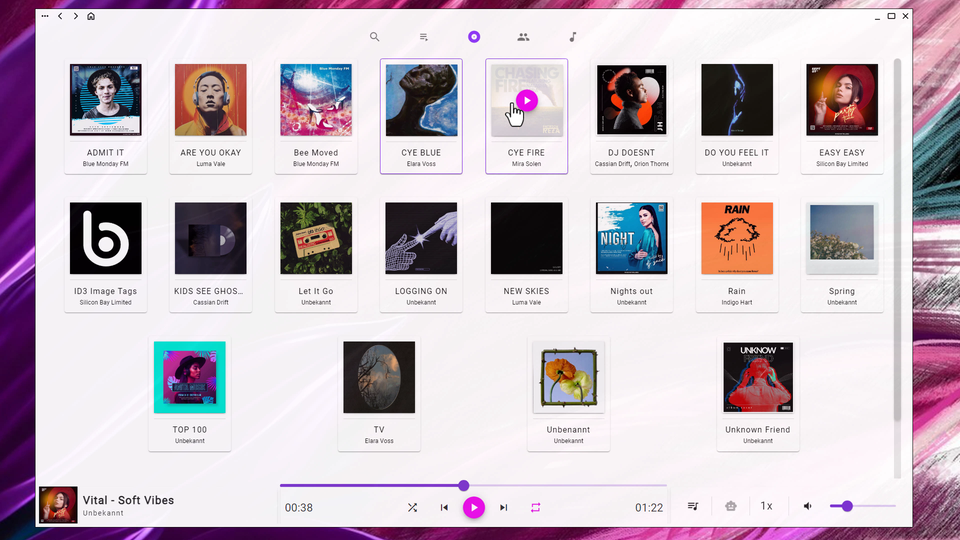 Captura de ecrã da aplicação MyMusik no desktop